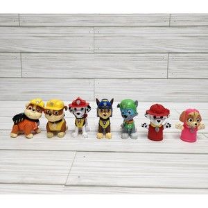 Cute Paw Patrol Lot 7 Mini Figures/Finger Puppets 2" to 2.5” Tall Pretend Play